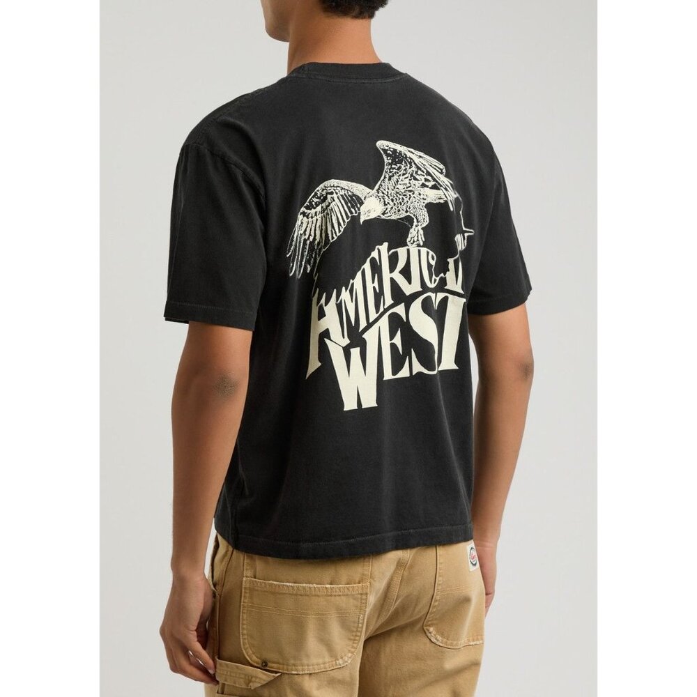 Cherry LA Black Tee with White "American West" Eagle Graphic - Picture 2 of 9